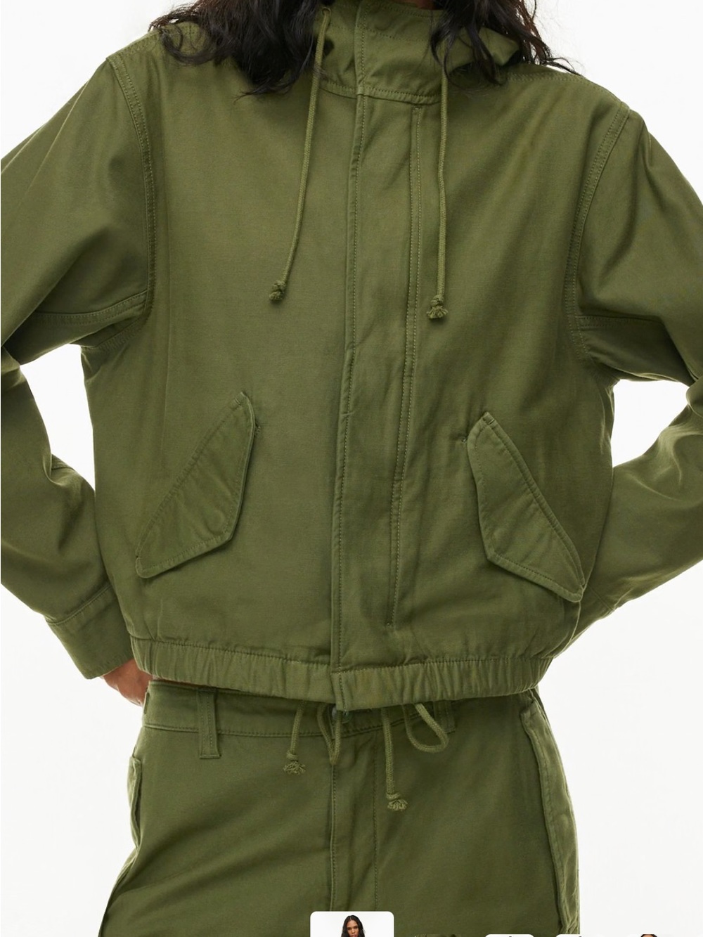 TNA-Women’s Olive Green Utility Hooded Jacket -GD fatigue